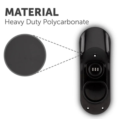 Heavy duty polycarbonate EV charger cable holder with lockable Type 2 connector, black