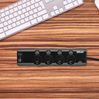 Arlec 4 Outlet Individually Switched Surge Powerboard with PD45W Rapid Charging USB A & C – powerboard with USB fast charging, surge protection, extension lead Australia