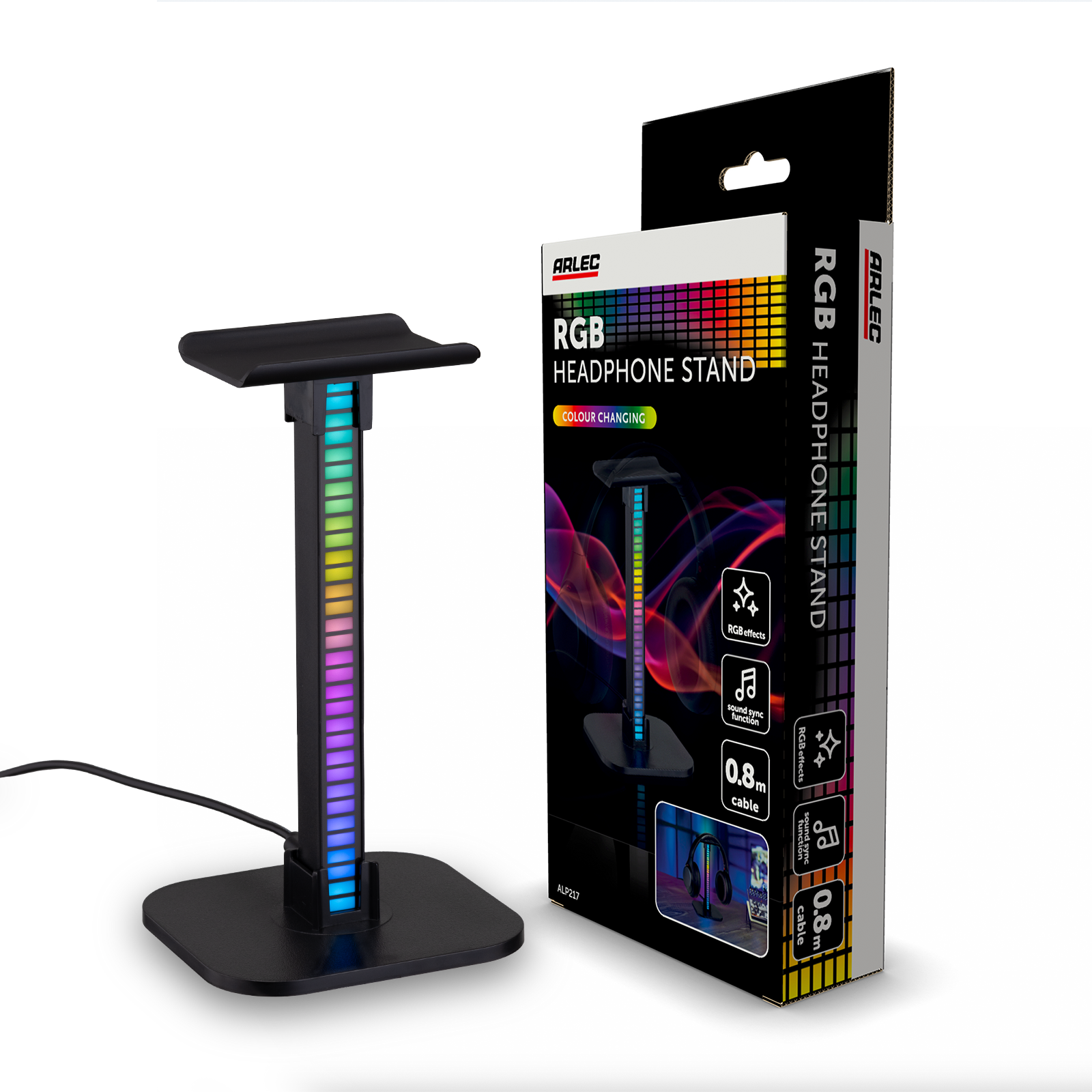 Rgb Stand Arlec Black RGB Headphone Stand