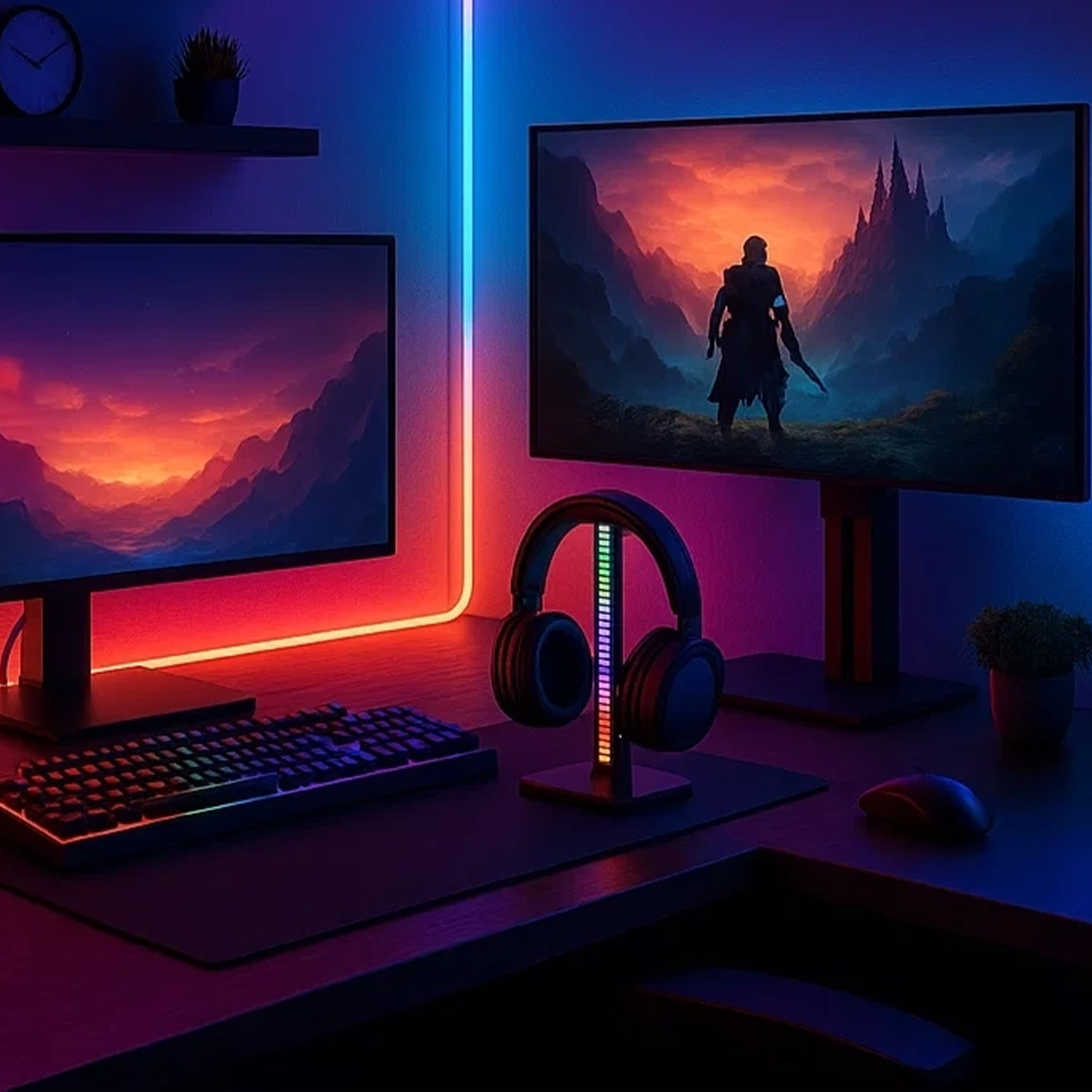 Arlec Black RGB Headphone Stand