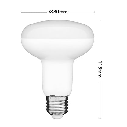 R80 smart LED globe with CCT colour modes, Wi-Fi control, Grid Connect app, and voice assistant compatibility