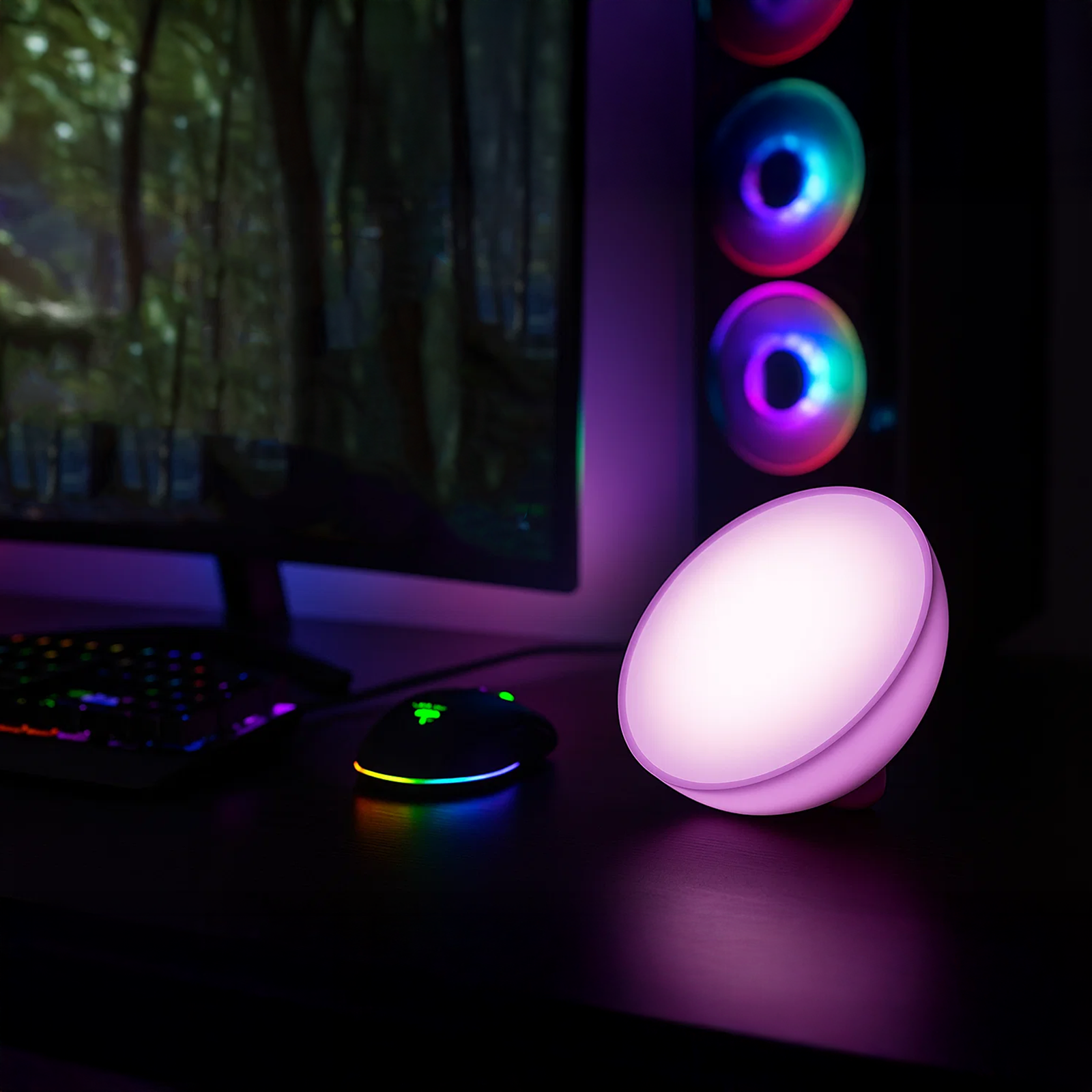 Arlec White Grid Connect Smart Portable Hemisphere Lamp RGB CCT