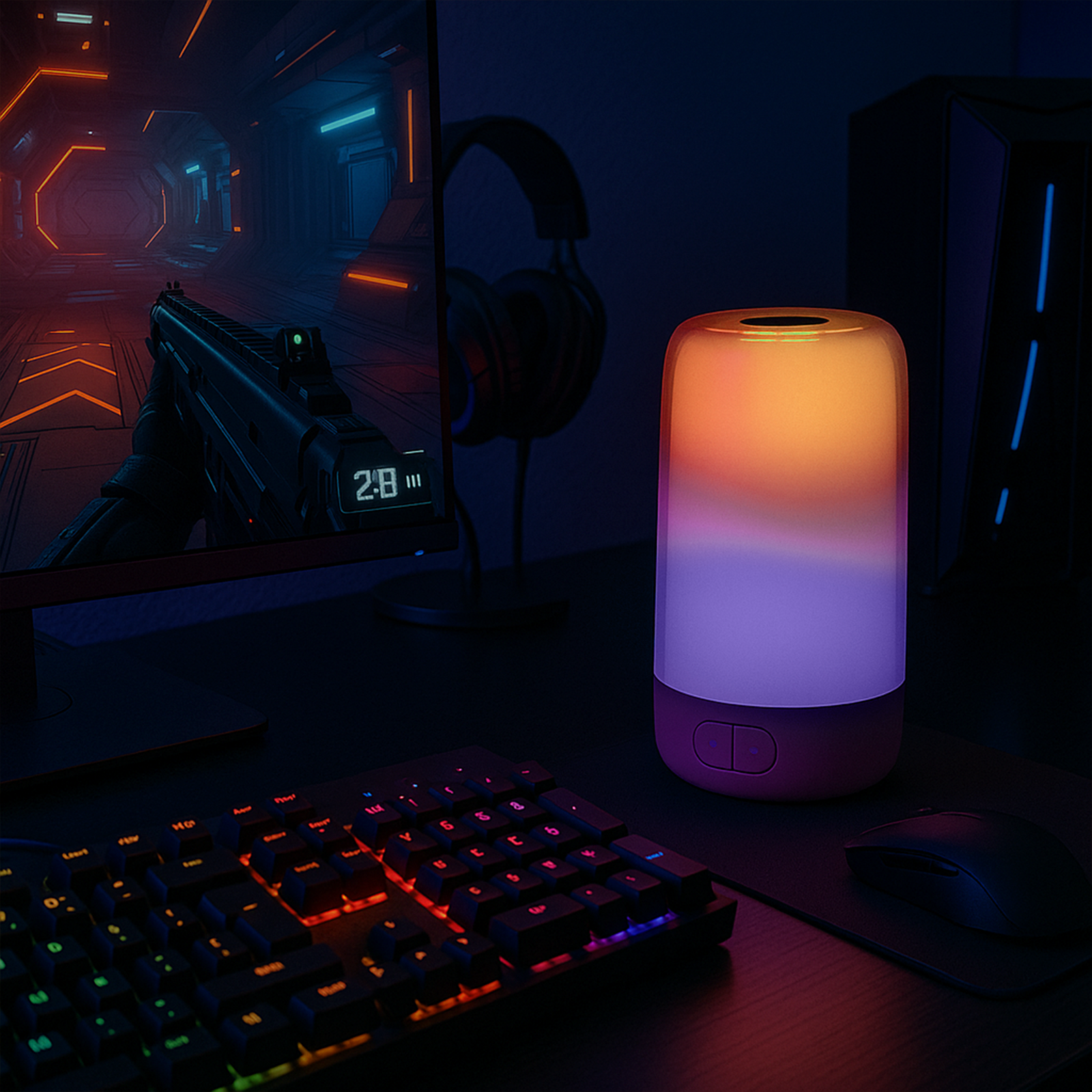 Arlec White Grid Connect Smart Sound Sync Mood Lamp RGB CCT