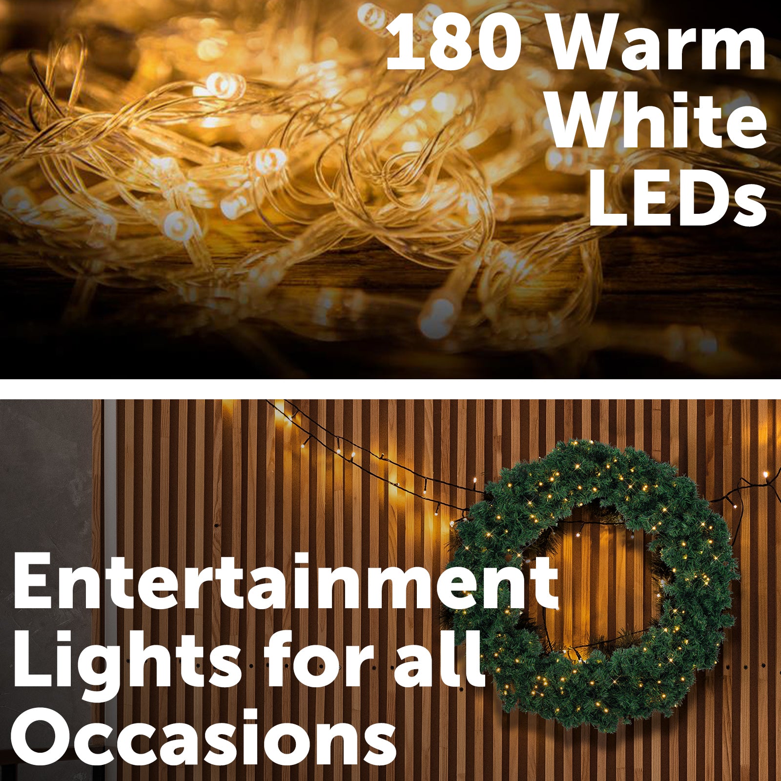 Arlec large LED wreath light, 1.2m festive indoor outdoor Christmas decoration