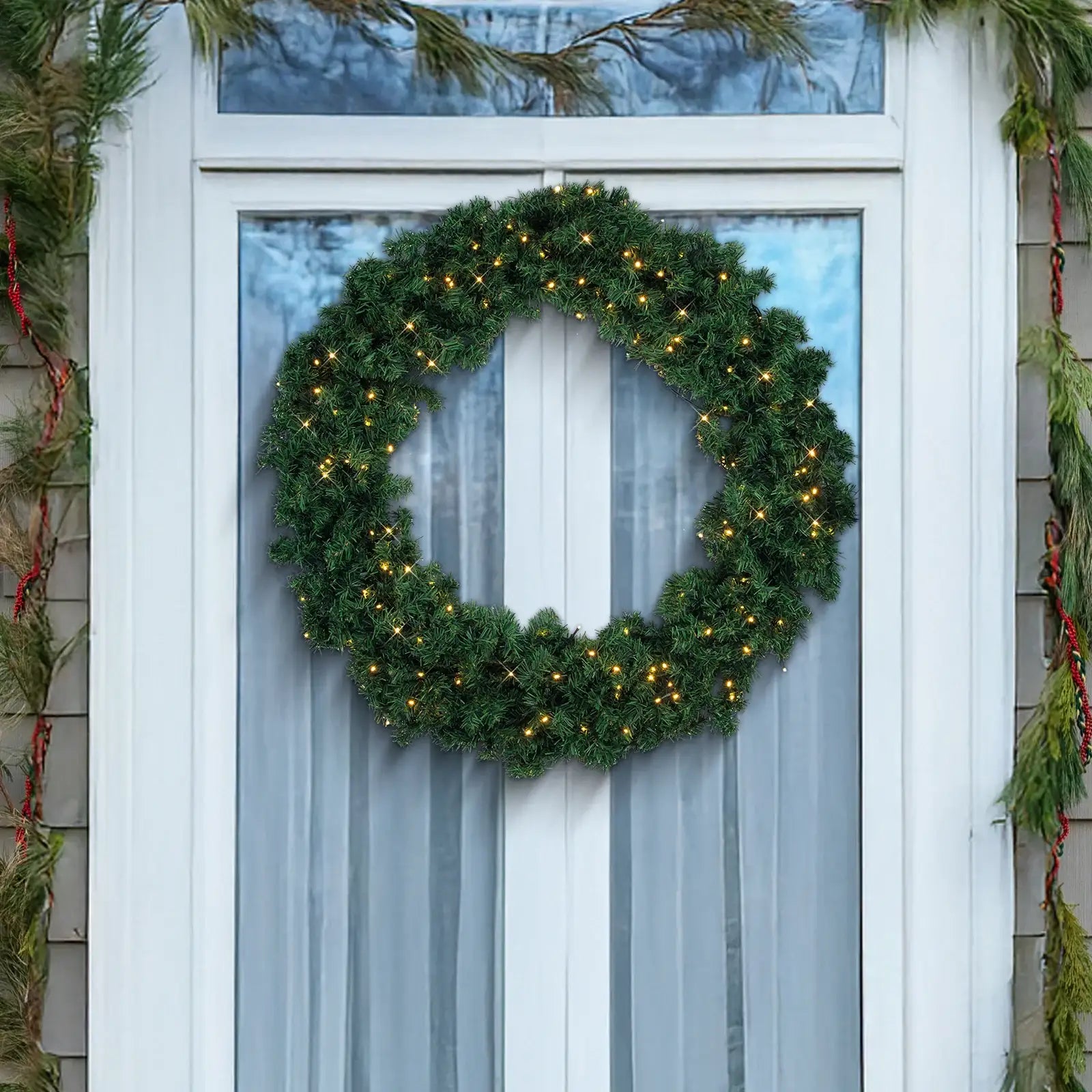 Arlec 1.2 m LED Christmas Wreath – 180 Warm White LEDs