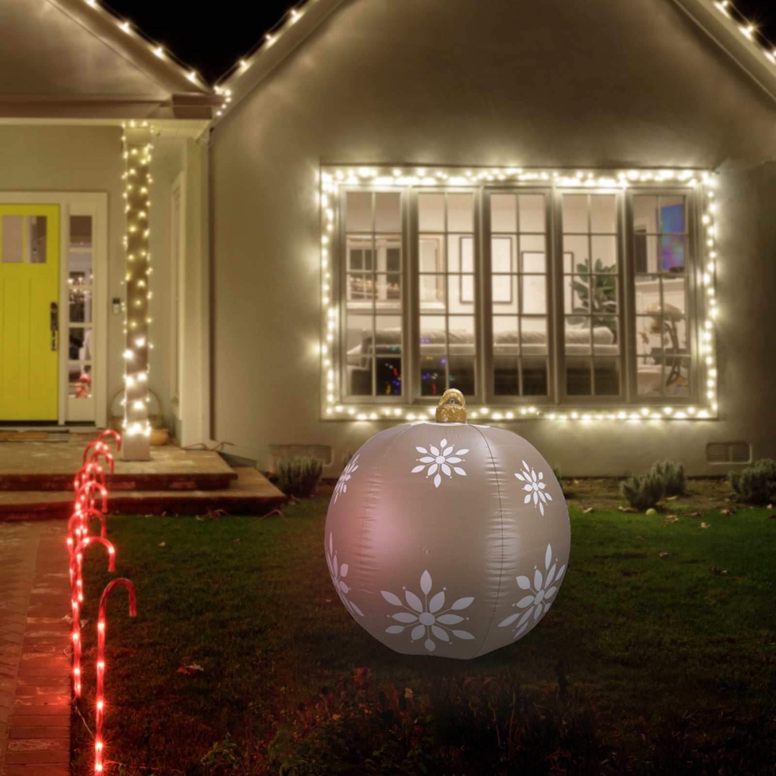 Arlec 1.2m inflatable champagne bauble – festive indoor outdoor PVC Christmas decoration with stakes and repair kit