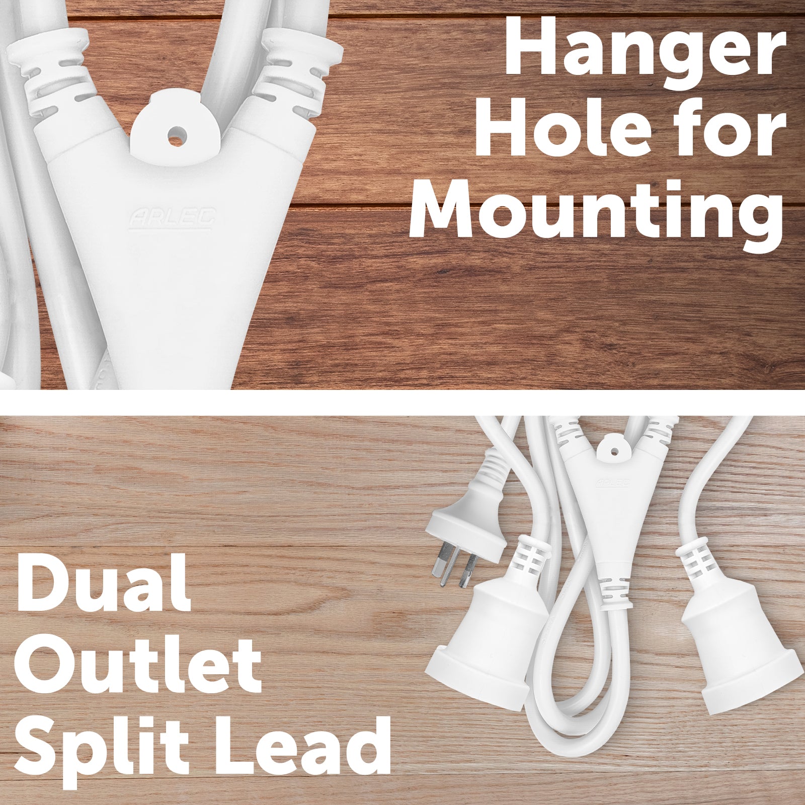 Arlec 1.8m Domestic Dual Outlet Split Extension Lead - indoor extension lead, 2 outlet extension cord, domestic power solution