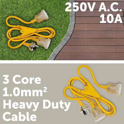 Arlec 1.8m dual output heavy duty extension lead, split power cord for multiple device use