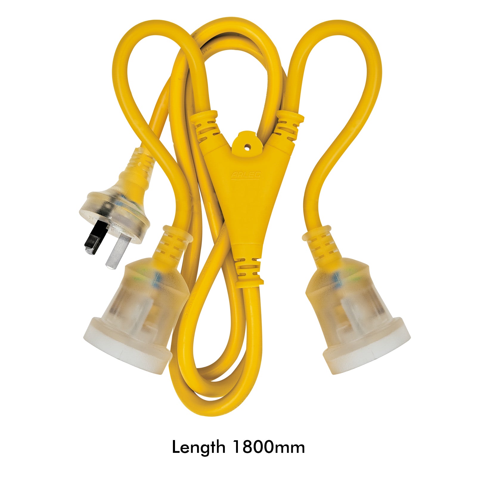 Arlec 1.8m dual output heavy duty extension lead, split power cord for multiple device use