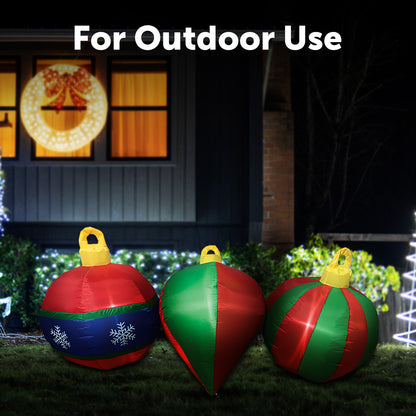 Arlec 1.8m inflatable colourful baubles – LED low voltage Christmas decoration for indoor and outdoor display