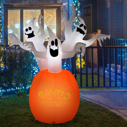 Arlec 1.8m Halloween inflatable with pumpkin and 3 ghosts – durable LED-lit decoration for Halloween