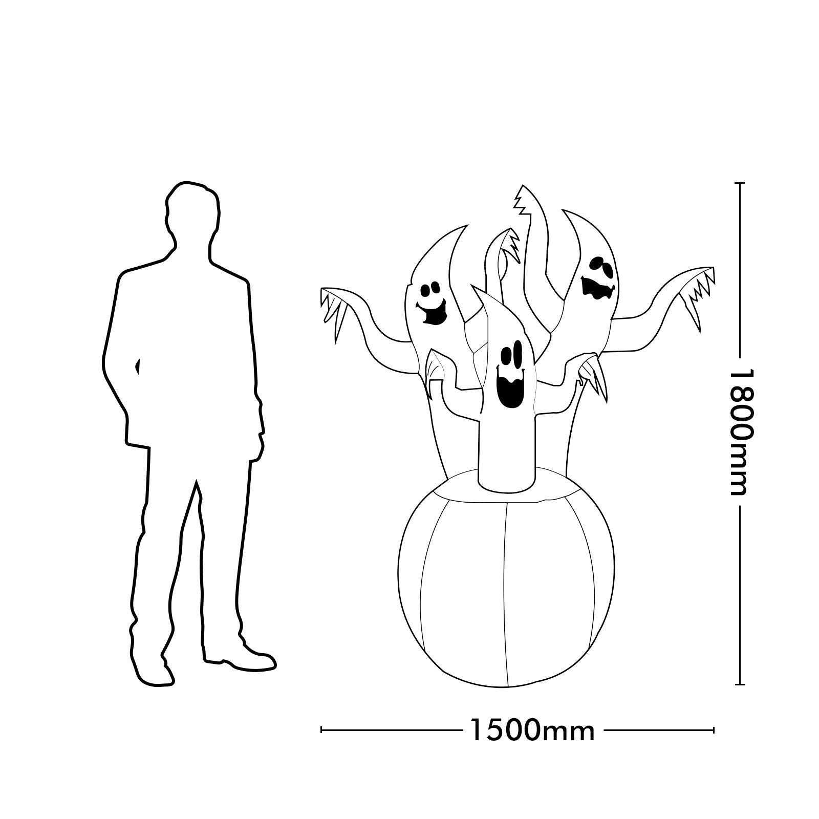 Arlec 1.8m Halloween inflatable with pumpkin and 3 ghosts – durable LED-lit decoration for Halloween