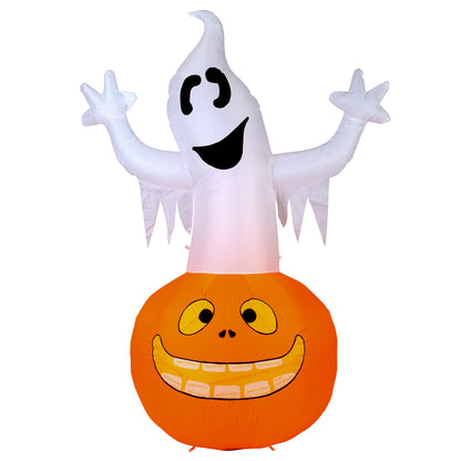 Arlec 1.8m Halloween inflatable with pumpkin and ghost – self-inflating with LED lights for festive decor