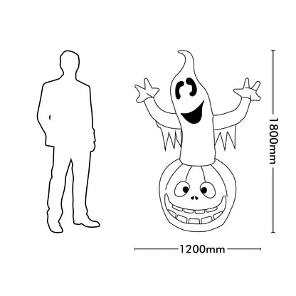 Arlec 1.8m Halloween inflatable with pumpkin and ghost – self-inflating with LED lights for festive decor
