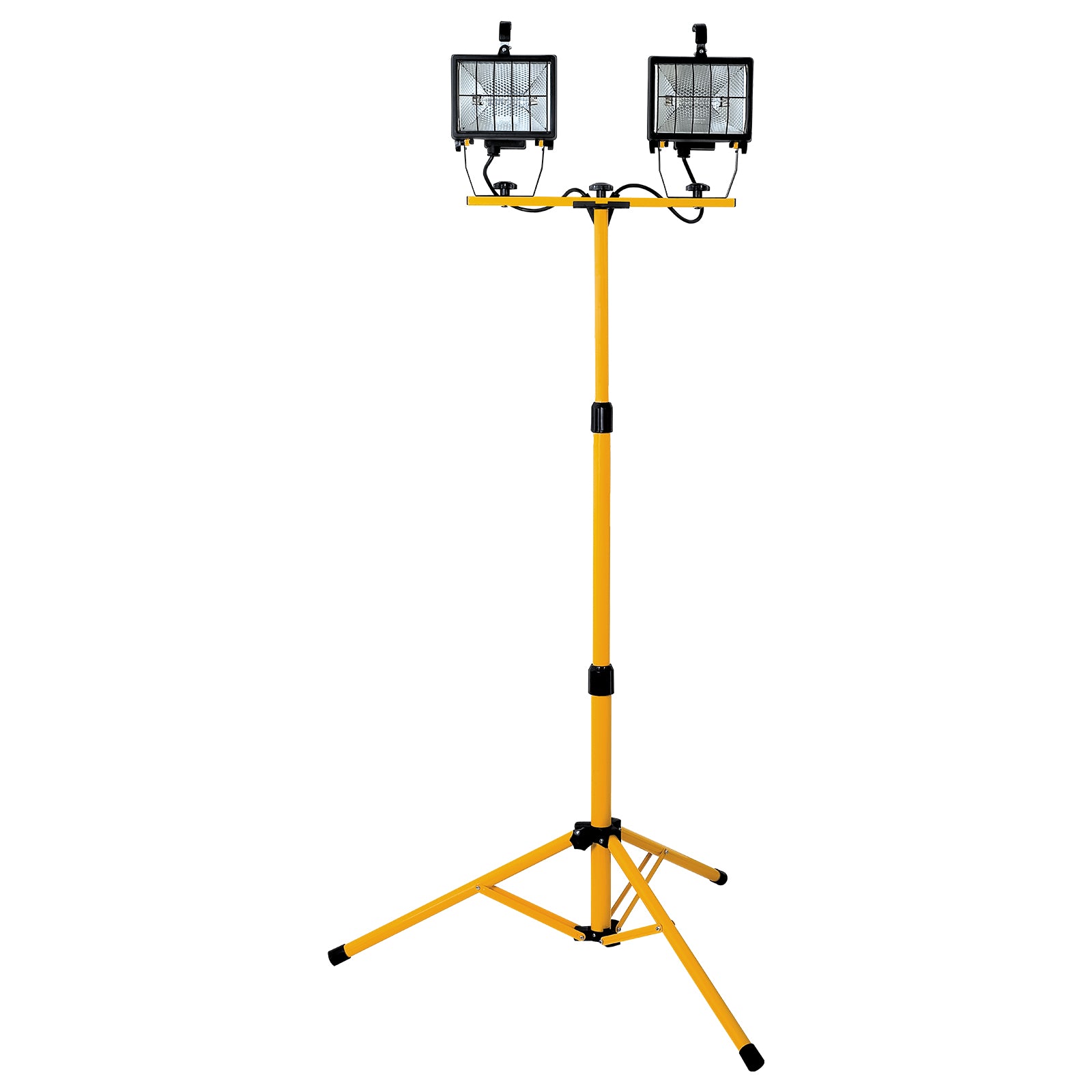 Twin 500W halogen worklight with tripod, IP44, outdoor construction lighting