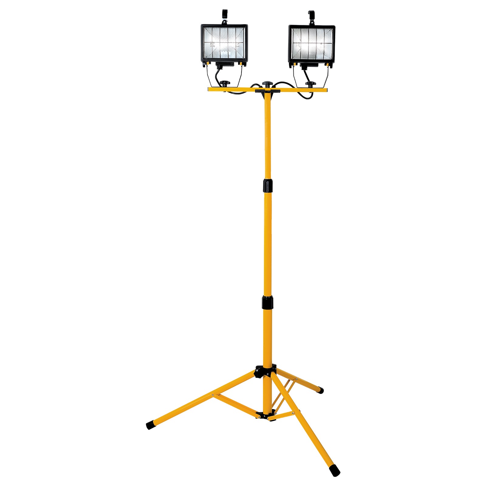 Twin 500W halogen worklight with tripod, IP44, outdoor construction lighting