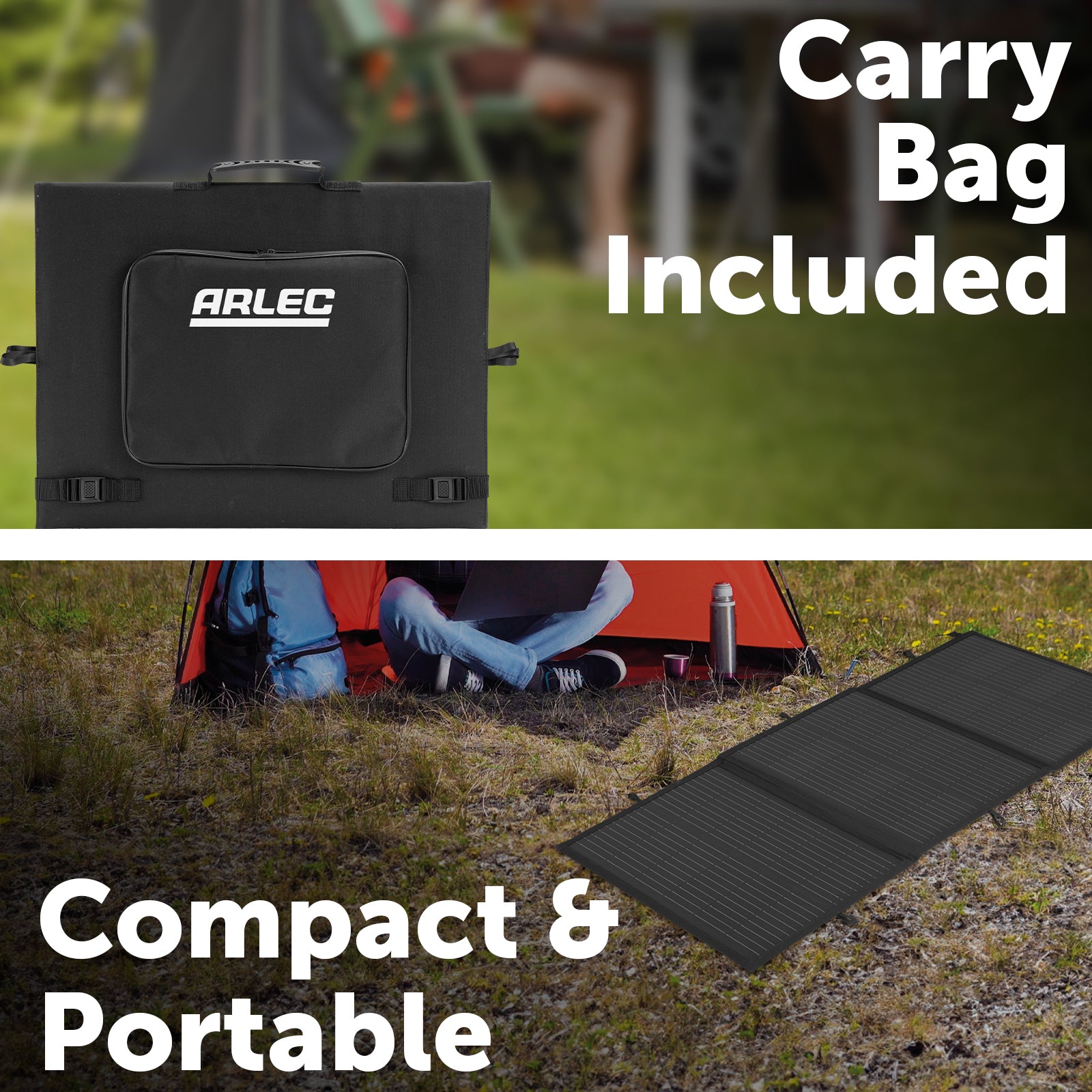 Arlec 100W Solar Portable Blanket with MPPT Controller – camping solar charger with 100W solar panel and MPPT