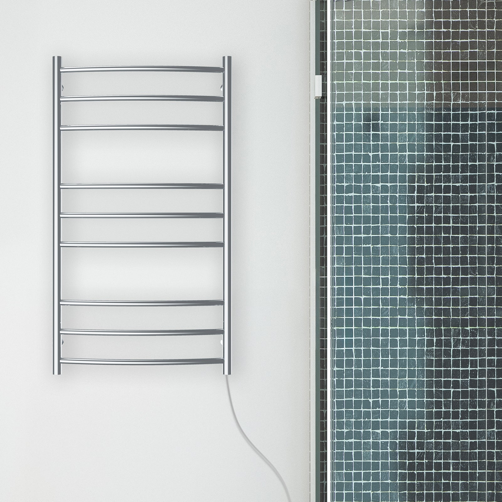 Arlec 100W stainless steel 9 bar heated towel rail for warming and drying towels