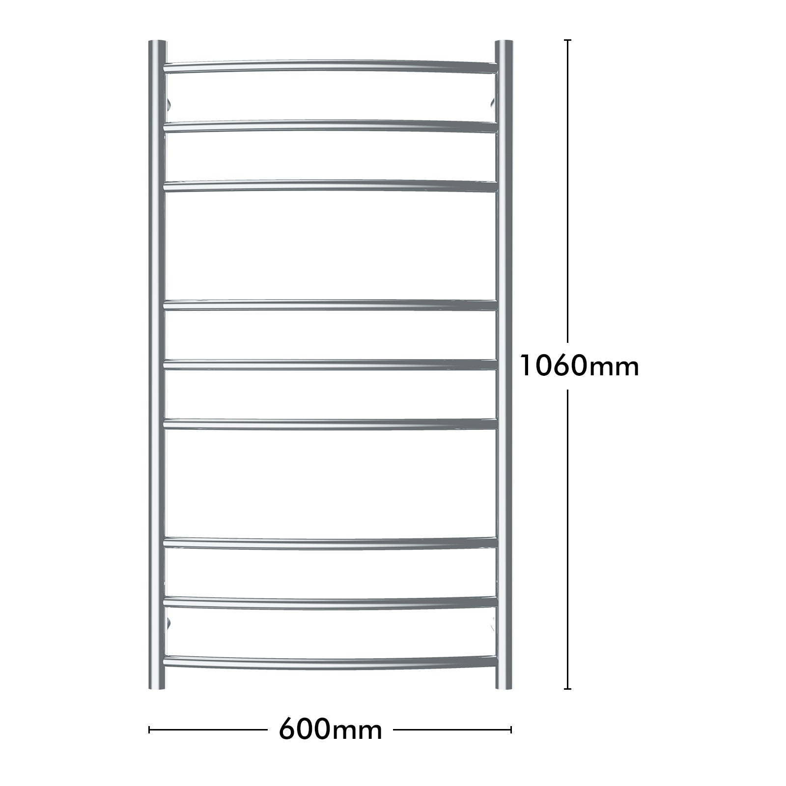 Arlec 100W stainless steel 9 bar heated towel rail for warming and drying towels