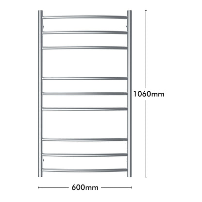 Arlec 100W stainless steel 9 bar heated towel rail for warming and drying towels
