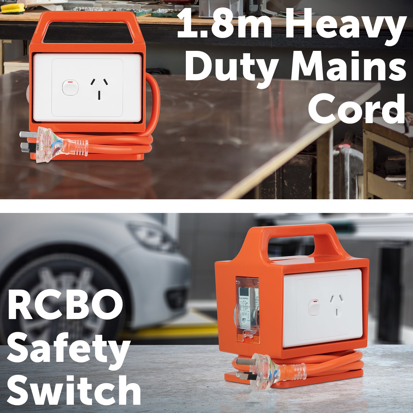 Arlec 10A To 15A caravan power adaptor with RCD and 1.8m cord – for home and site use