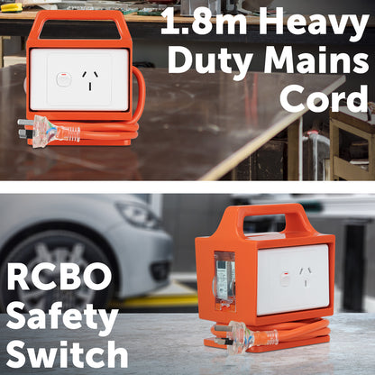 Arlec 10A To 15A caravan power adaptor with RCD and 1.8m cord – for home and site use