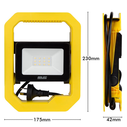 Arlec 10W LED portable work light, 800 lumens, compact design for DIY and job sites