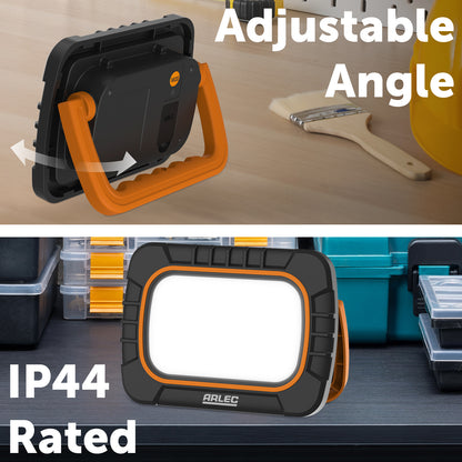 Arlec 10W rechargeable LED work light – IP44, USB-C charging, 800lm output