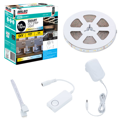 10m smart CCT LED strip light with adjustable color temperature, app and remote control, and DIY cut-to-length design