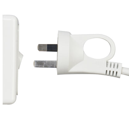 10m white extension cord with ring pull plug – Arlec household use