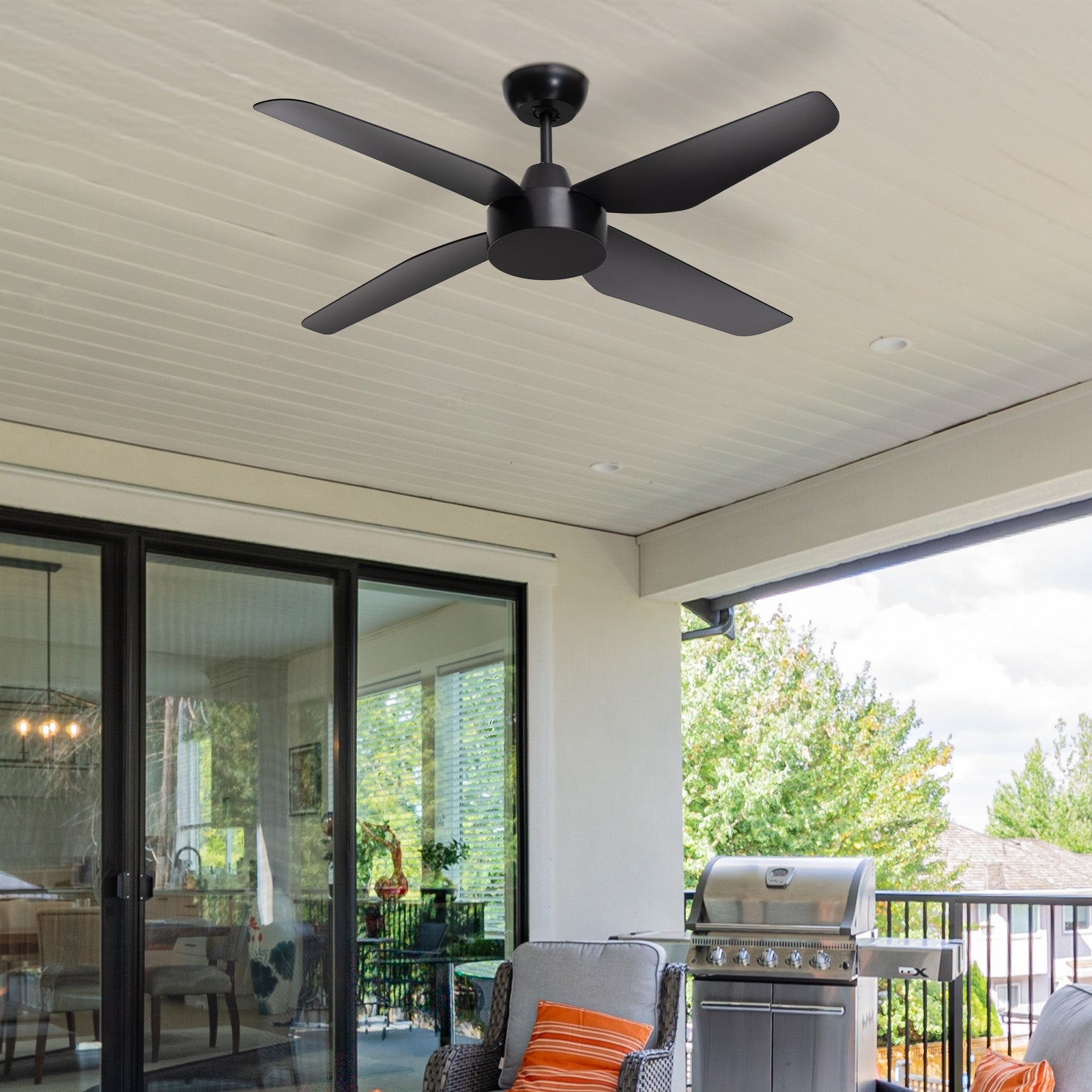 arlec 120cm solar ceiling fan – energy-saving solar-powered fan; 4 blade ac solar fan; sustainable cooling solution for homes