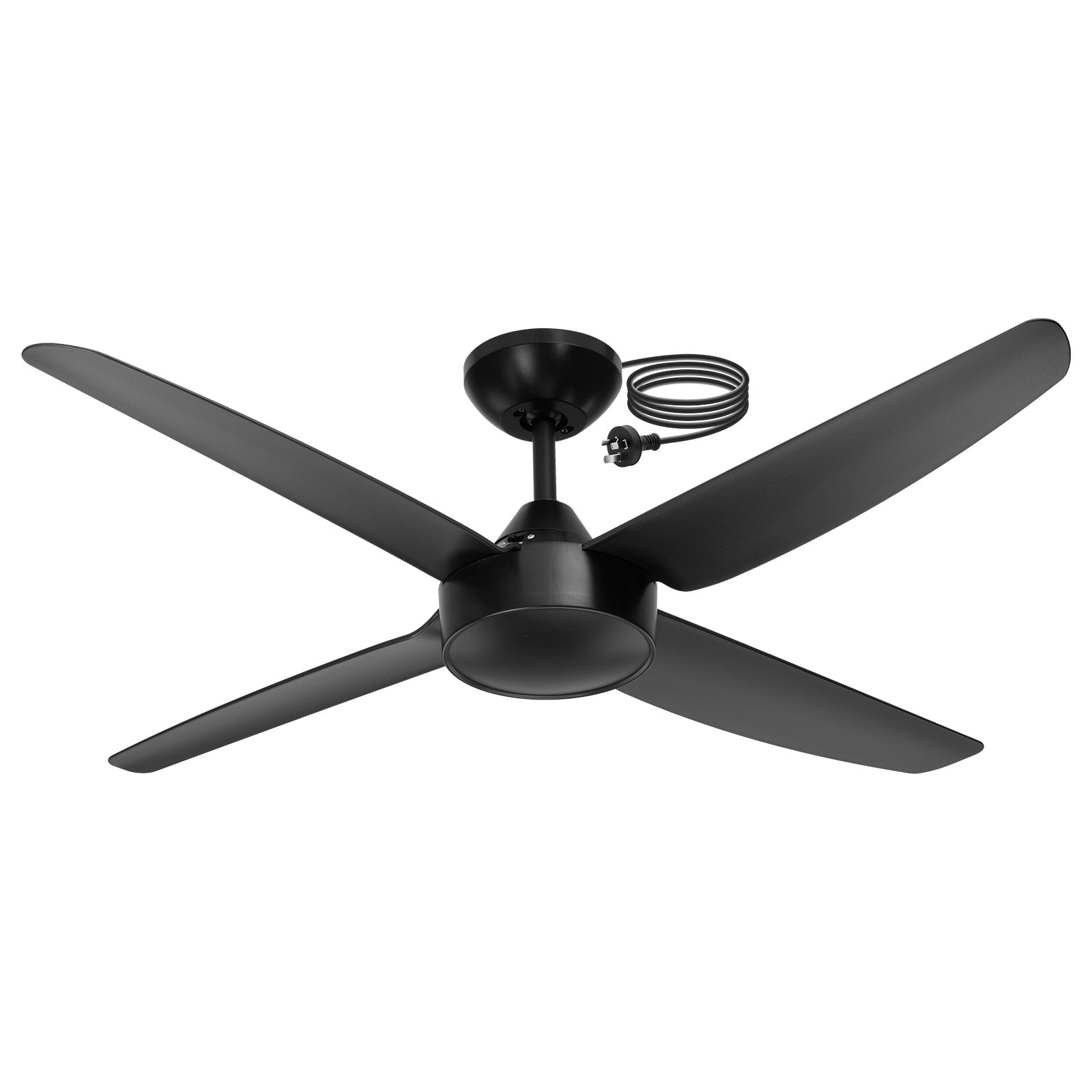 arlec 120cm black diy ceiling fan – plug-in ceiling fan for garages; ac motor 4 blade fan; easy install workshop ceiling fan