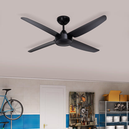arlec 120cm black diy ceiling fan – plug-in ceiling fan for garages; ac motor 4 blade fan; easy install workshop ceiling fan