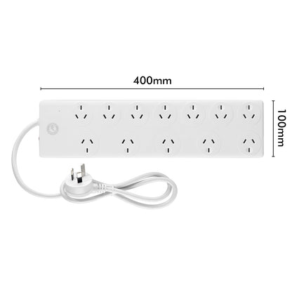 Arlec 12 Outlet Power Board With Surge Protection - 12 socket extension, surge protected powerboard, multiple outlet board