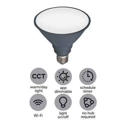 Arlec PAR38 CCT 1350lm smart globe – Wi-Fi ES LED spotlight with colour temperature control