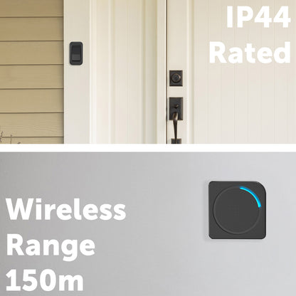 Arlec 150m Battery Operated Wireless Door Chime - Black – wireless door chime, battery operated doorbell, smart chime system