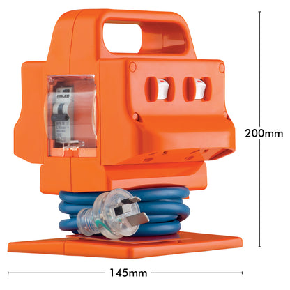 Arlec 15A Heavy Duty 4 Outlet Power Block with Safety Switch for job sites