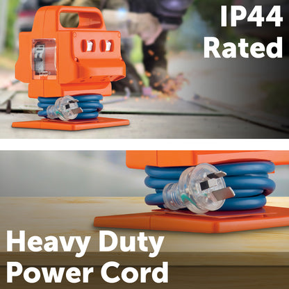 Arlec 15A Heavy Duty 4 Outlet Power Block with Safety Switch for job sites