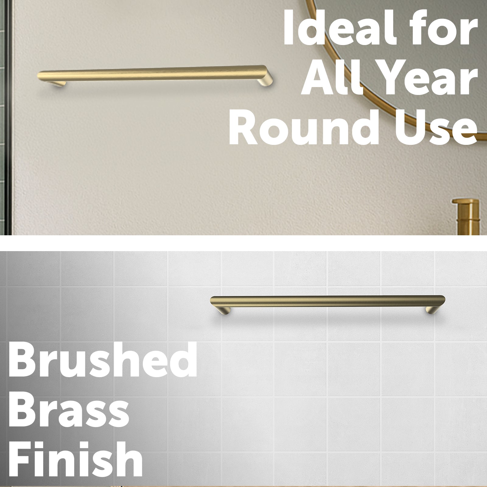 Arlec 15W brushed brass single bar heated towel rail, stylish and compact