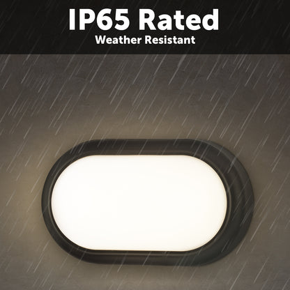 Arlec 15W LED Oval Black Bunker Light - bunker wall light, energy efficient LED