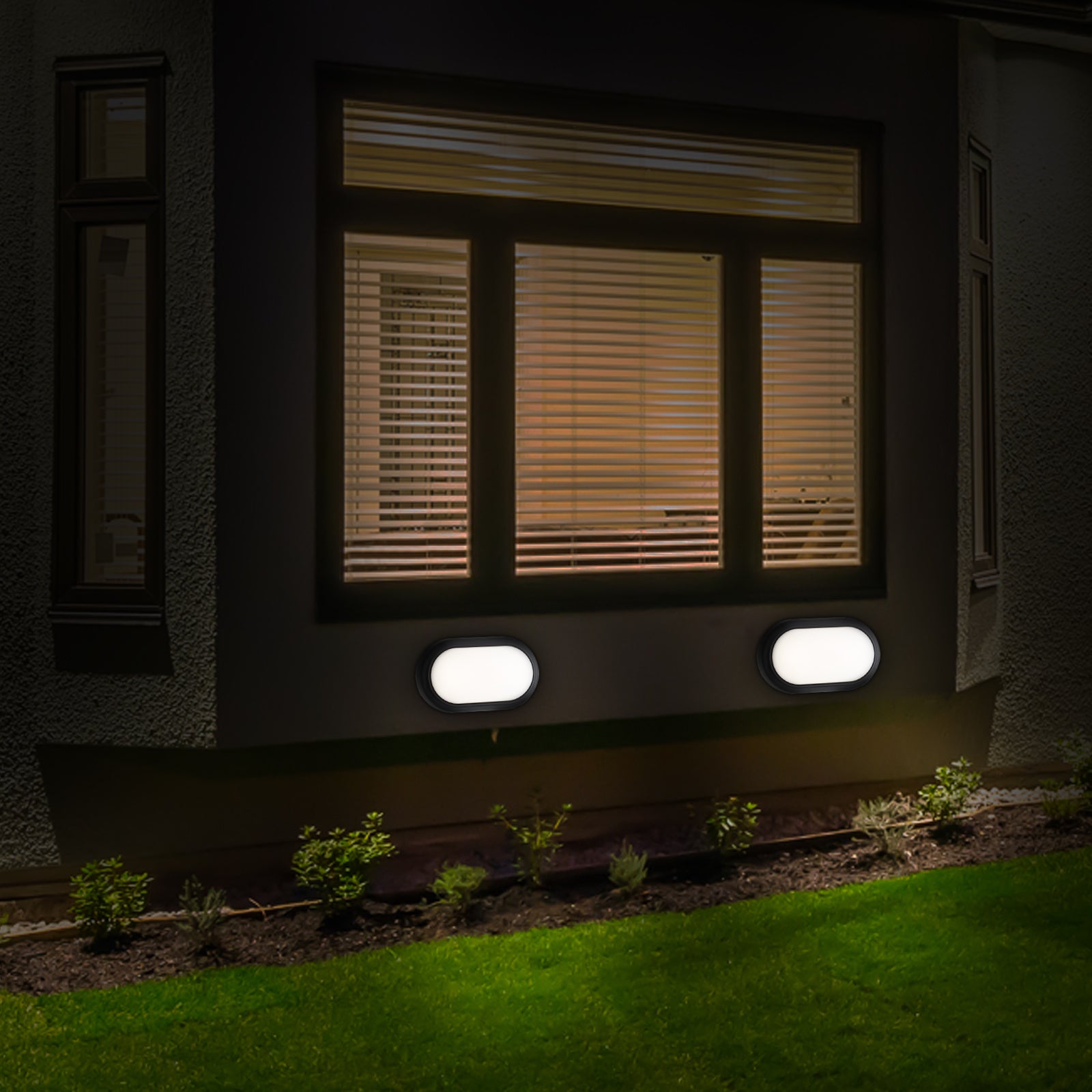 Arlec 15W LED Oval Black Bunker Light - bunker wall light, energy efficient LED