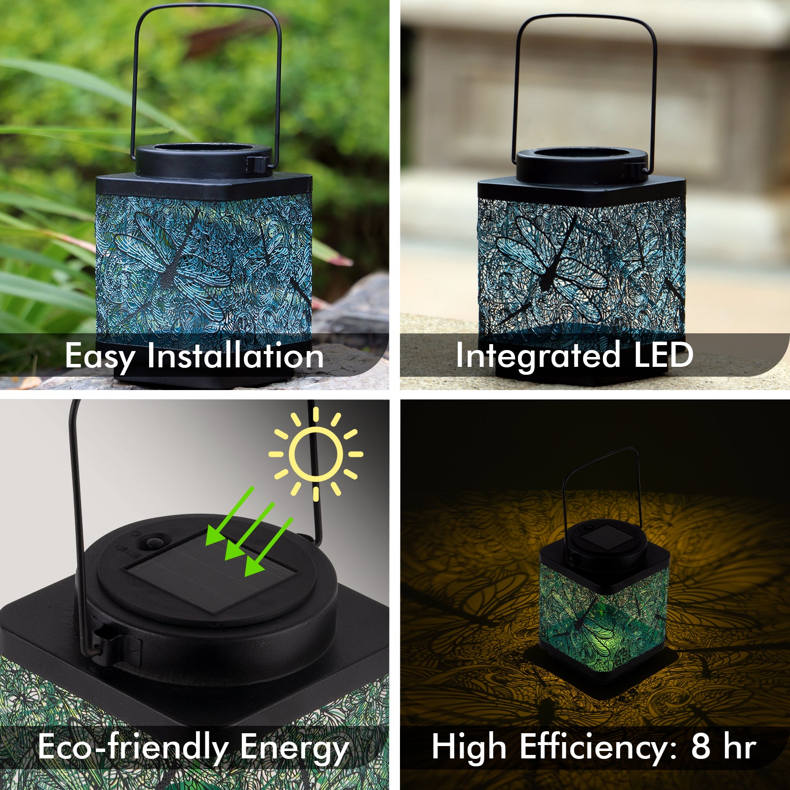 Arlec 15cm Dragonfly Pattern Decorative Solar Lantern - outdoor decorative solar LED lantern for garden lighting