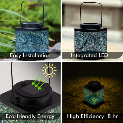 Arlec 15cm Dragonfly Pattern Decorative Solar Lantern - outdoor decorative solar LED lantern for garden lighting