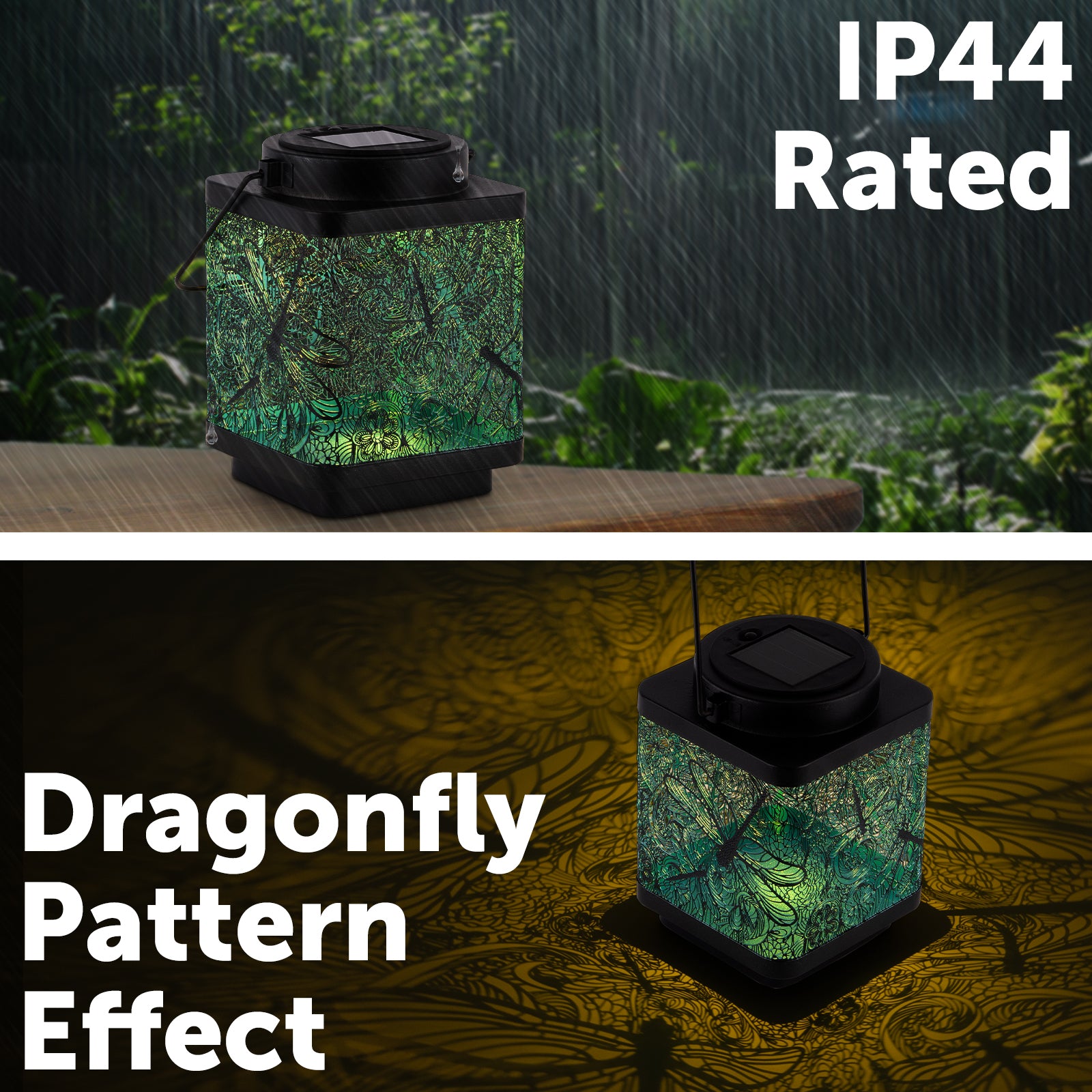 Arlec 15cm Dragonfly Pattern Decorative Solar Lantern - outdoor decorative solar LED lantern for garden lighting