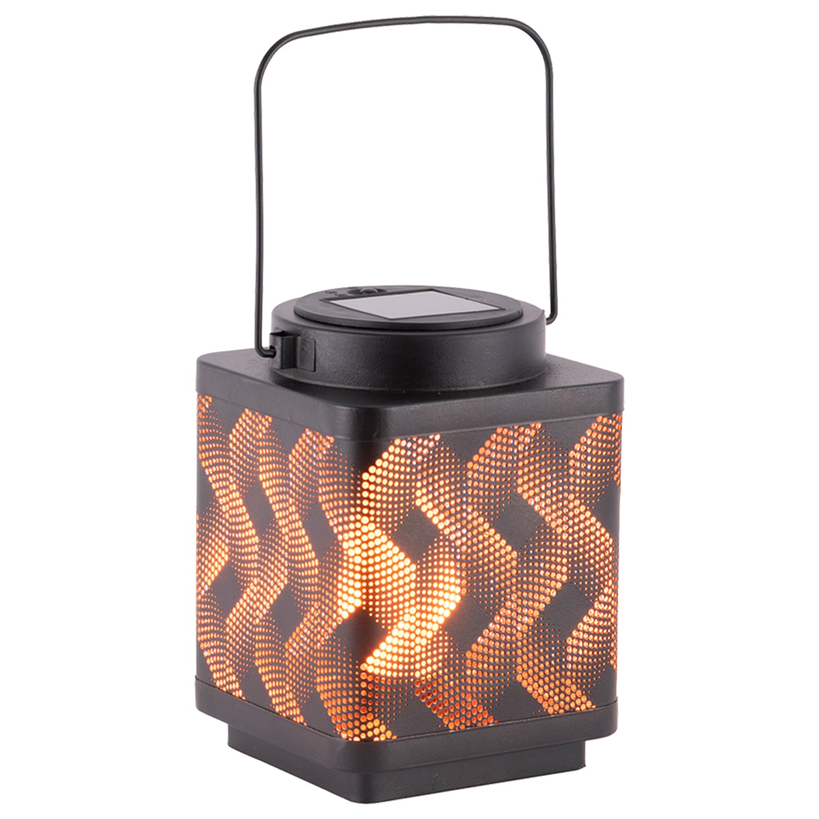Arlec 15cm LED diagonal flame effect solar lantern – decorative outdoor garden light with dusk sensor and IP44 weatherproof rating