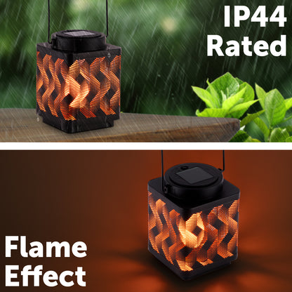 Arlec 15cm LED diagonal flame effect solar lantern – decorative outdoor garden light with dusk sensor and IP44 weatherproof rating