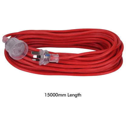 Arlec red 15m heavy duty extension cord – 10A with safety light