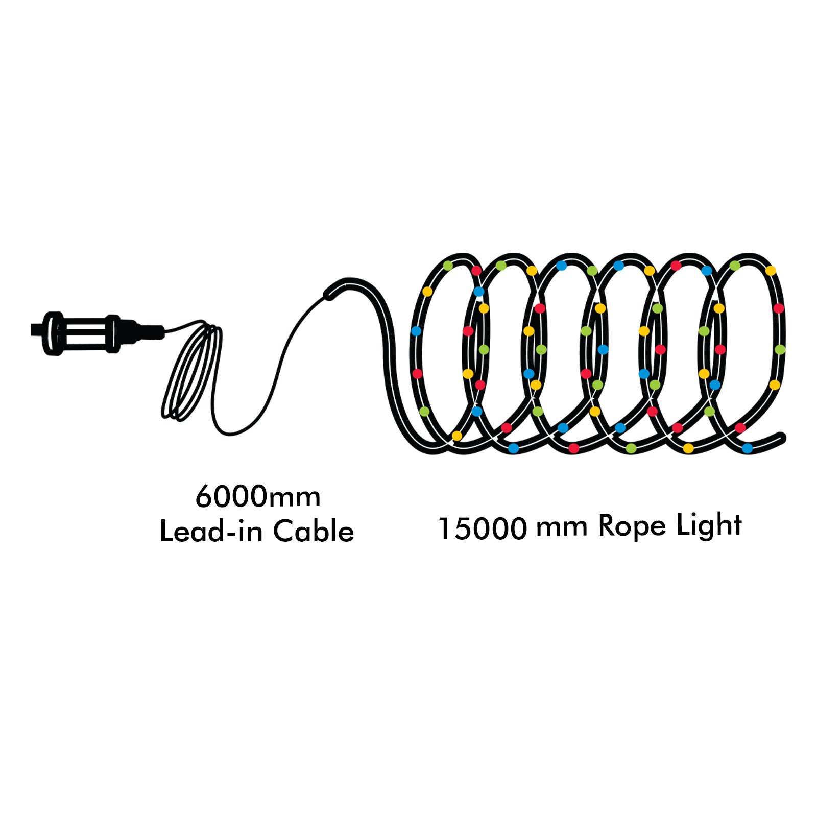Smart RGB rope light 15m, app dimmable, timer function, suitable for indoor and outdoor, voice control ready