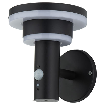 Arlec 18.2cm Black 400lm Solar LED Wall Light With Sensor - solar powered light, motion sensor light, exterior wall light, energy efficient LED
