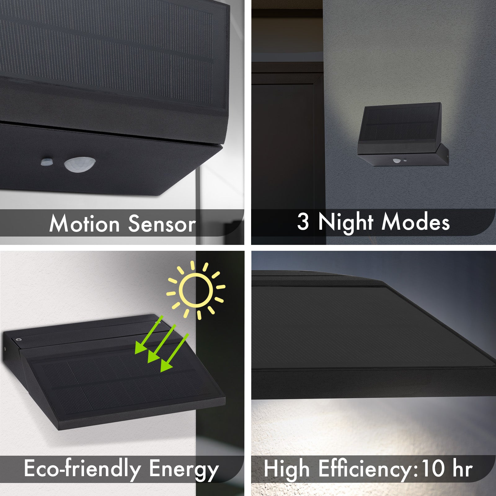 Arlec 190L Premium Solar LED Wall Light With Motion Sensor - solar powered light, motion sensor light, exterior wall light, energy efficient LED